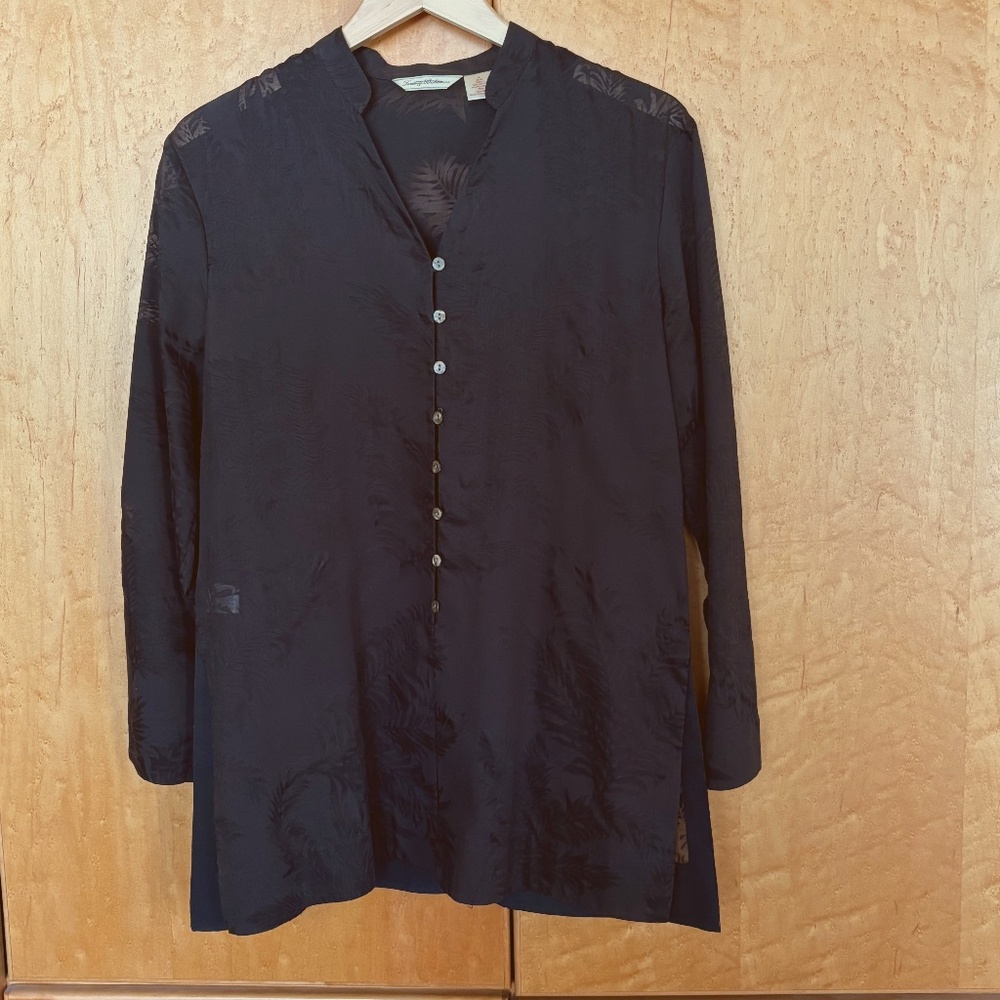 Women's Tommy Bahama's Button Down Shirt Sheer Size M Black